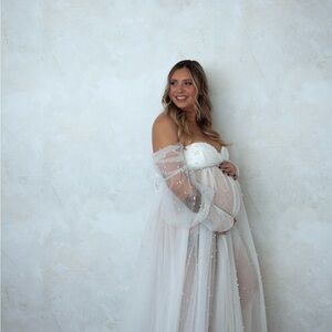 Elegant White Maternity Gown